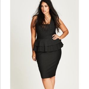 Pinstripe peplum dress